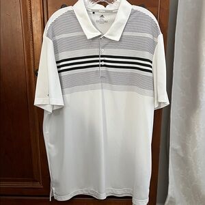 Adidas Men's Polo Shirt in White with Black Stripes